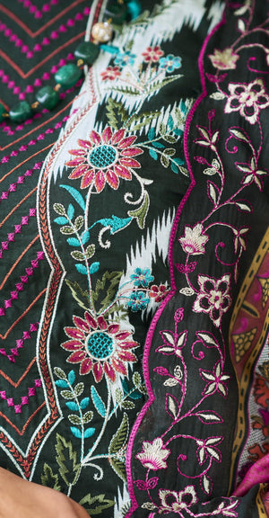 DRAVINAM Trends Women's Unstitched Pakistani Digital Print Embroidered Pure Cotton Salwar Suit Dress Materials with Cotton Embroidered Cutwork Dupatta