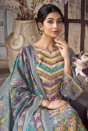 DRAVINAM Trends Women’s Ethnic Suit (Stitched, 3-Piece Set)– Heavy Viscose Rayon Designer Kurta with Heavy Handwork (2.5 m), Cotton Mal Mal Printed Dupatta (2.3 m), Bottom (3 m) (GOLDENROD, XL)