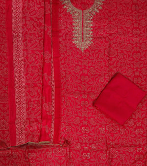 DRAVINAM Trends Womens Modal Silk Unstitched Suit Material with Embroidered Printed Kurta Pant and Dupatta