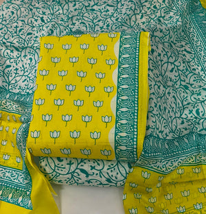 DRAVINAM Trends Jaipuri Print Cambric Cotton Unstitched Salwar Suit Dress Material for Women with Mulmul Cotton Dupatta