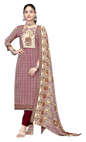 DRAVINAM Trends Pashmina Spun Digital Style Printed Unstitched Salwar Suit for Women with Siroski Work and Twill Printed Shawl Dupatta