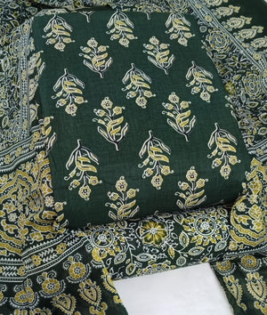 DRAVINAM Trends Jaipuri Print Cambric Cotton Unstitched Salwar Suit Dress Material for Women with Mulmul Cotton Dupatta