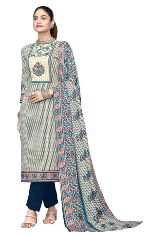 DRAVINAM Trends Pashmina Spun Digital Style Printed Unstitched Salwar Suit for Women with Siroski Work and Twill Printed Shawl Dupatta