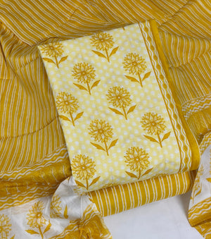 DRAVINAM Trends Jaipuri Print Cambric Cotton Unstitched Salwar Suit Dress Material for Women with Mulmul Cotton Dupatta