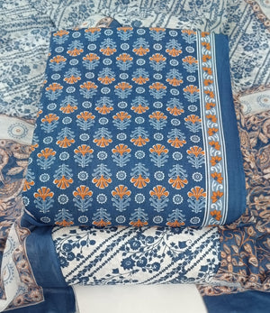 DRAVINAM Trends Jaipuri Print Cambric Cotton Unstitched Salwar Suit Dress Material for Women with Mulmul Cotton Dupatta