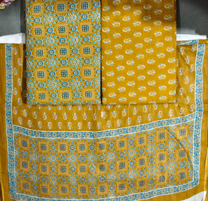 DRAVINAM Trends Jaipuri Print Cambric Cotton Unstitched Salwar Suit Dress Material for Women with Mulmul Cotton Dupatta