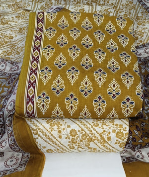 DRAVINAM Trends Jaipuri Print Cambric Cotton Unstitched Salwar Suit Dress Material for Women with Mulmul Cotton Dupatta