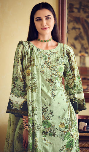 DRAVINAM Trends Unstitched Cotton Suit Pakistani Print Embroidered Dress Materials with Cotton Dupatta