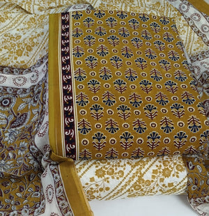 DRAVINAM Trends Jaipuri Print Cambric Cotton Unstitched Salwar Suit Dress Material for Women with Mulmul Cotton Dupatta