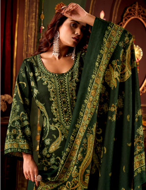 DRAVINAM Trends Women's Winter wear unstitched Printed Woollen Pashmina Salwar Suit Dress Material with Pashmina Printed Shawl Dupatta