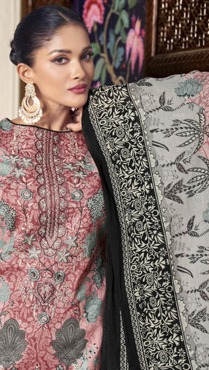 DRAVINAM Trends Women's Unstitched Premium Cambric Cotton Embroidered Suit Material