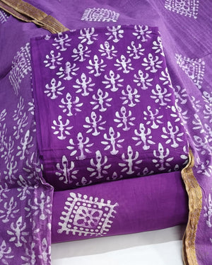 DRAVINAM Trends Unstitched Jaipuri Handmade Wax Batik Print Soft Cotton Dress Material with Dupatta