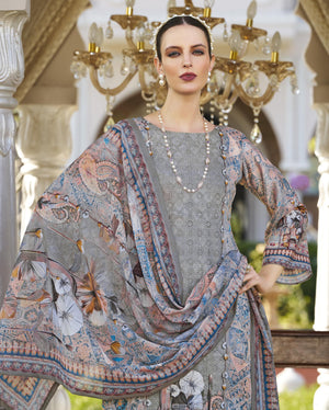 DRAVINAM Trends Women's Unstitched Salwar Suit Dress Material - Jam Cotton Digital Printed Heavy Embroidered Boring Work Kameez II Unstitch Bottoms II Cotton Dupatta