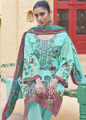 DRAVINAM Trends Women's Unstitched Premium Cambric Cotton Embroidered Printed Suit Material