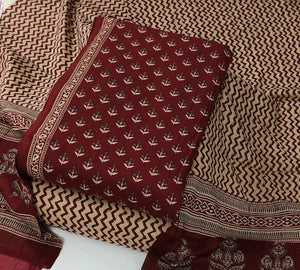 DRAVINAM Trends Jaipuri Print Cambric Cotton Unstitched Salwar Suit Dress Material for Women with Mulmul Cotton Dupatta