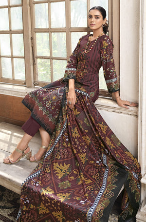 DRAVINAM Trends Women Unstitched Pakistani Print Embroidered Cotton Salwar Suit Dress Materials with Dupatta, Free Size