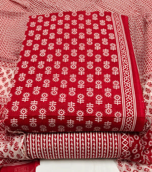 DRAVINAM Trends Jaipuri Print Cambric Cotton Unstitched Salwar Suit Dress Material for Women with Mulmul Cotton Dupatta