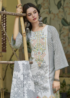 DRAVINAM Trends Kurti 2.50 mtrs, Pure Cotton Salwar (3 mtrs apx), Pure Cotton Mal Mal Print (2.30|Light Brown 1