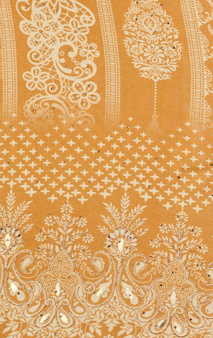 DRAVINAM Trends Women's Unstitched Maslin Salwar Suit Dress Material - Pure Bemberg Maslin Aari Work Kameez II Rayon Unstitch Bottoms II Viscose Maslin Digital Prints Dupatta
