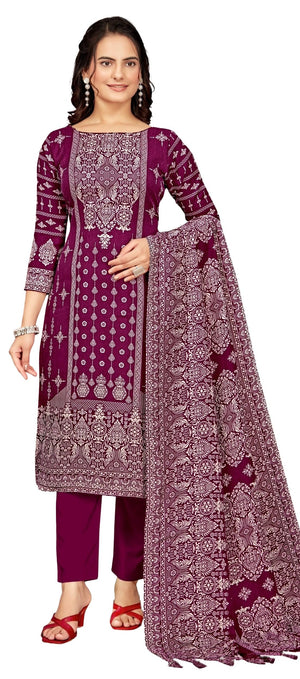 DRAVINAM Trends Women's Unstitched Winter Wear Digital Printed Heavy Woolen Pashmina Salwar Suit Dress Material with Printed Shawl Dupatta