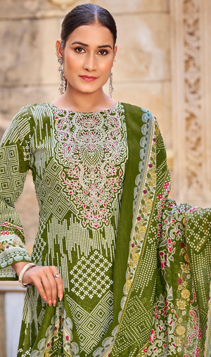 DRAVINAM Trends Women's Unstitched Salwar Suit Dress Material - Cotton Digital Printed Organza Embroidered Kameez II Unstitch Bottoms II Cotton Dupatta