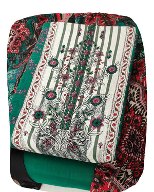 DRAVINAM Trends Women's Pure Cotton Unstitched Salwar Suit Dress Material Set | Pakistani Prints with Embroidery I Mulmul Dupatta