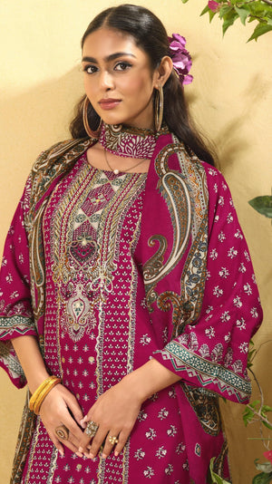 DRAVINAM Trends Women's Unstitched Salwar Suit Dress Material - Cotton Digital Printed Organza Embroidered Kameez II Unstitch Bottoms II Cotton Dupatta