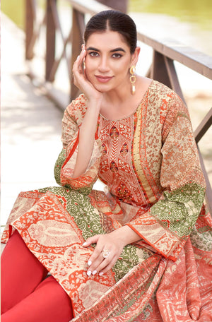 DRAVINAM Trends Women's Unstitched Salwar Suit Dress Material - Cotton Digital Printed Organza Embroidered Kameez II Unstitch Bottoms II Cotton Dupatta