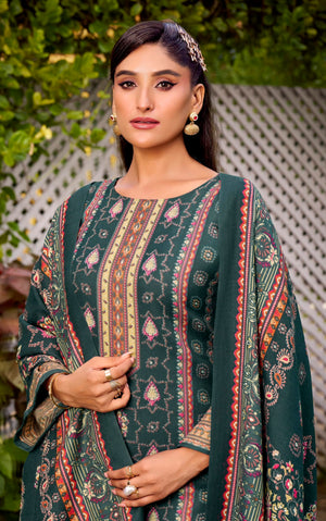 DRAVINAM Trends Women's Winter wear unstitched Printed Woollen Pashmina Salwar Suit Dress Material with Pashmina Printed Shawl Dupatta
