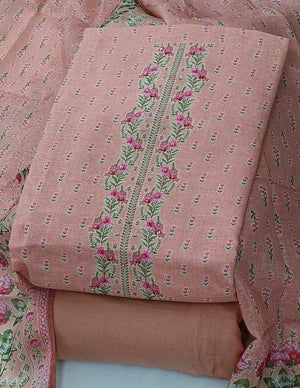 DRAVINAM Trends Women's Premium Pure Linen Floral Printed Unstitched Salwar Suit Dress Material with Dupatta
