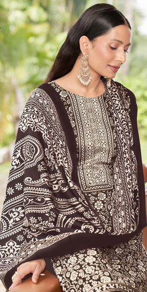 DRAVINAM Trends Women's Unstitched Winter Wear Kashmiri Kani Printed Heavy Woolen Pashmina Salwar Suit Dress Material with Digital Printed Printed Shawl Dupatta