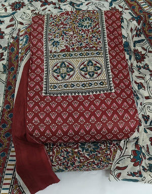 DRAVINAM Trends Women's Ethnic Pure Cotton Jaipuri Printed Unstitched Salwar Suit Dress Material with Dupatta