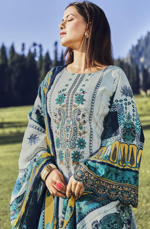 DRAVINAM Trends Unstitched Pakistani Print Embroidered Cotton Salwar Suit Dress Materials with Dupatta