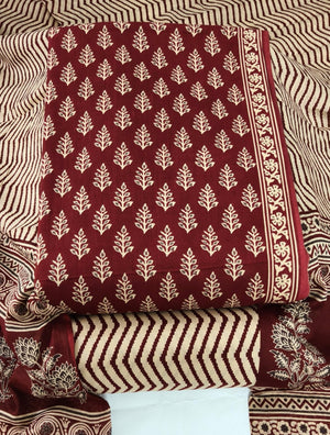 DRAVINAM Trends Jaipuri Print Cambric Cotton Unstitched Salwar Suit Dress Material for Women with Mulmul Cotton Dupatta