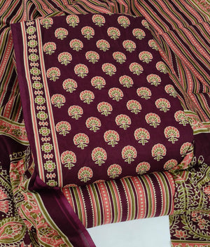 DRAVINAM Trends Jaipuri Print Cambric Cotton Unstitched Salwar Suit Dress Material for Women with Mulmul Cotton Dupatta