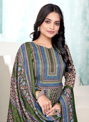 DRAVINAM Trends Pashmina Digital Kani Kashmiri Printed Unstitched Salwar Suit for Women with Digital Shawl Dupatta