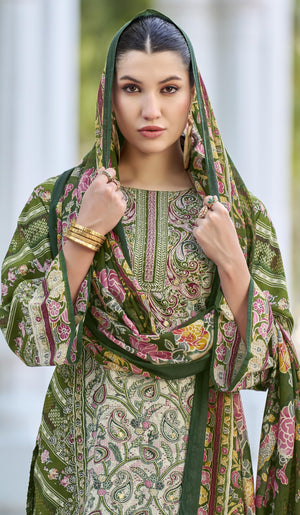 DRAVINAM Trends Kurti 2.50 mtrs, Pure Cotton (3 mtrs apx), Pure MAL MAL Cotton Dupatta Print (2.30|Black