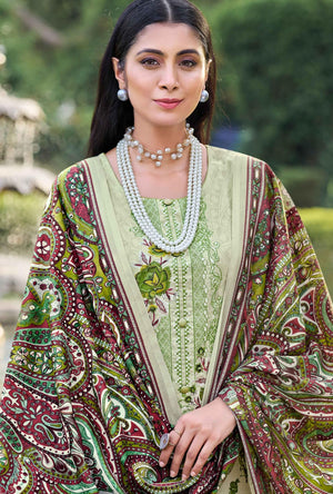 DRAVINAM Trends Unstitched Suit Material Karachi Lawn Cotton Pakistani Digital Printed Embroidered Kameez with Unstitched Bottoms and Cotton Dupatta