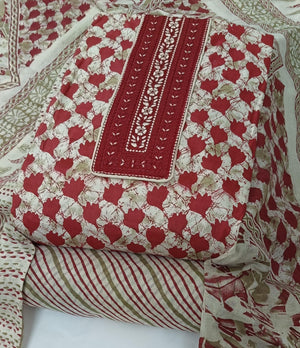 DRAVINAM Trends Women's Cambric Cotton Dress Material | Unstitch Printed Suit Set with Cotton Dupatta