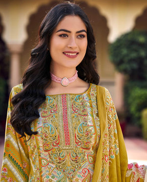 DRAVINAM Trends Women's Unstitched Premium Jam Cotton Embroidered Suit Material with Cotton Cutwork Dupatta