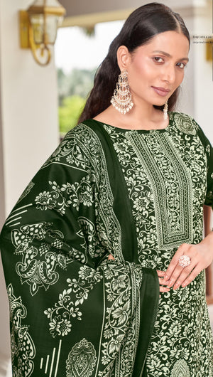 DRAVINAM Trends Women's Unstitched Winter Wear Kashmiri Kani Printed Heavy Woolen Pashmina Salwar Suit Dress Material with Digital Printed Printed Shawl Dupatta