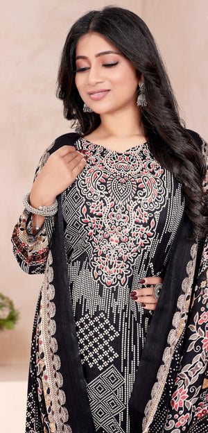 DRAVINAM Trends Women's Winter Wear Pakistani Printed Pashmina Unstitch Salwar Suit Dress Material with Pashmina Printed Shawl Dupatta