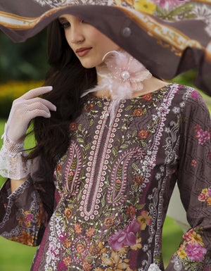 DRAVINAM Trends Women's Unstitched Pakistani Print Embroidered Pure Cotton Salwar Suit Dress Materials with Cotton Printed Dupatta