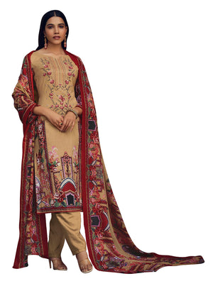 DRAVINAM Trends Women's Unstitched Printed Embroidered Pure Cotton Pakistani Salwar Suit Dress Materials with Cotton printed Dupatta (Black)
