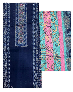 Women's Kashmiri Printed Pashmina Unstitch Salwar Suit Set – Includes 2.5 m Kameez, Heavy Spun Plain Bottom Fabric (Salwar, Pants, Dhoti, Palazzo, Chudidar Options), & 2.25 m Printed Shawl/Dupatta