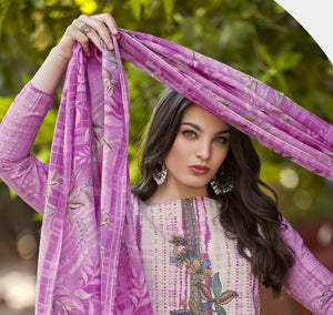 DRAVINAM Trends Women's Unstitched Salwar Suit Dress Material - Cotton Digital Printed Organza Embroidered Kameez II Unstitch Bottoms II Cotton Dupatta