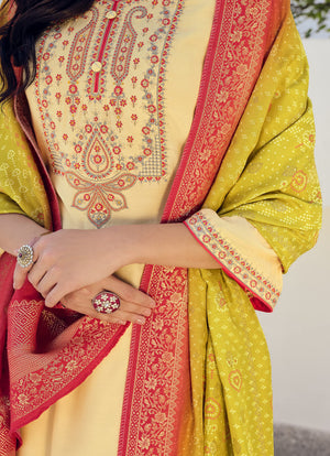 DRAVINAM Trends Women's Pure Muslin Embroidered Pakistani salwar suit dress material with Pure Viscose Dola Jacquard digital prints dupatta bridal collection (grey)