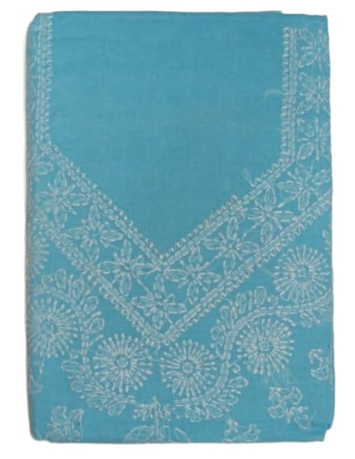 DRAVINAM Trends Women’s Cotton Unstitched Chikankari Suit Set with Dupatta & Bottom | Hand-Embroidered Lucknowi Dress Material | Premium Ethnic Wear for Women | Free Size (3-Piece)