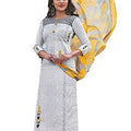 DRAVINAM Trends Women's Pure Cotton Unstitched Printed Salwar Suit Dress Material with Soft Chiffon Printed Dupatta (Free Size_White and Black)