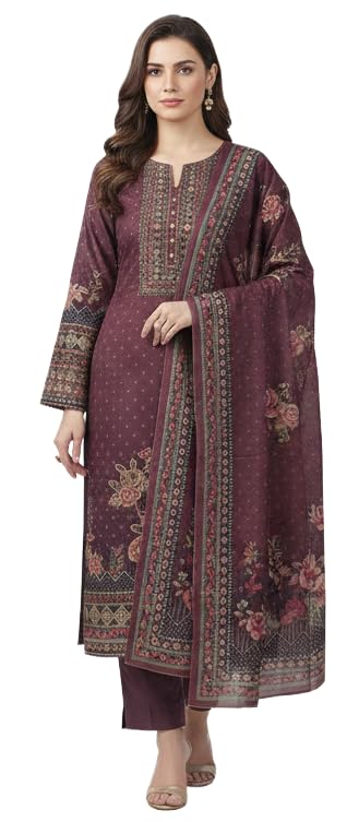 DRAVINAM Trends Women's Winter Wear Digital Printed Warm Toosh Pashmina Salwar Suit Dress Material with Aari Work and Toosh Pashmina Printed Shawl Dupatta
